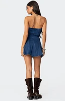 Edikted Fara Strapless Denim Mini Dress