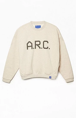 A.R.C. Oatmeal Vintage Wash Heavyweight Fleece Crew Neck Sweatshirt