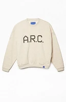 A.R.C. Oatmeal Vintage Wash Heavyweight Fleece Crew Neck Sweatshirt