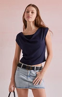 Beverly and Beck Draped Cowl Neck Top