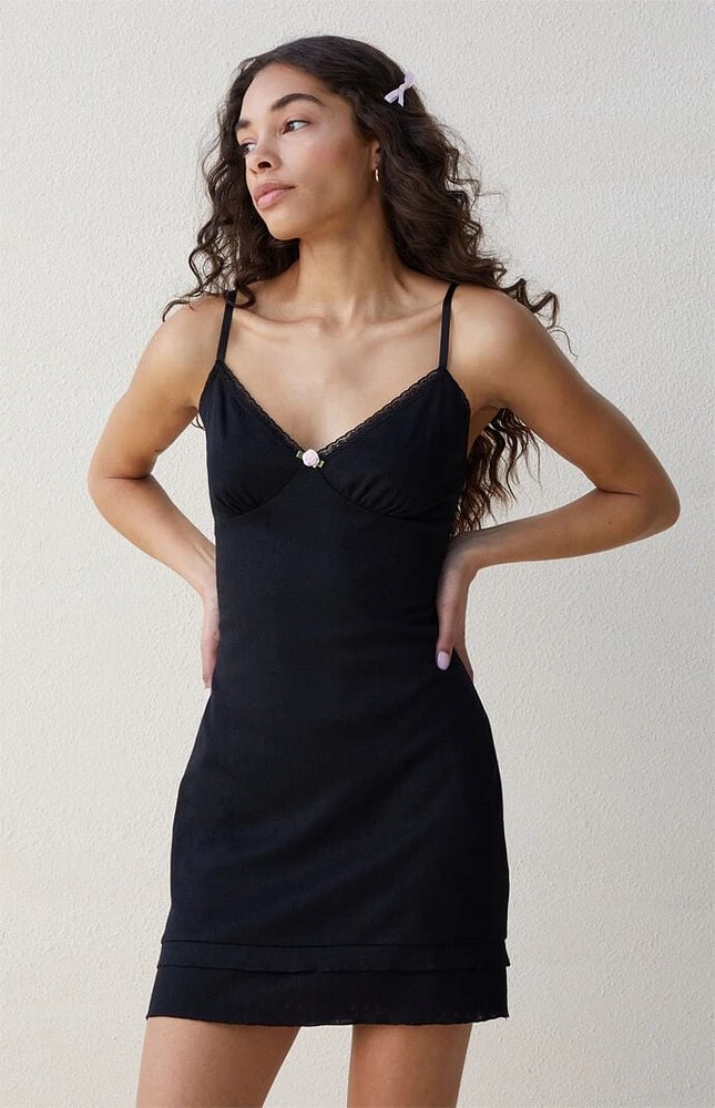 Sofia Pointelle V-Neck Mini Dress
