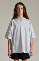 Kids Fear of God Essentials Light Heather Grey V-Neck T-Shirt