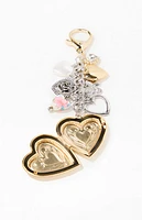 LA Hearts Mixed Metal Heart Locket Bag Charm Keychain