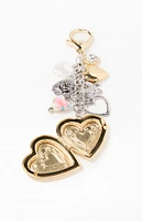 LA Hearts Mixed Metal Heart Locket Bag Charm Keychain