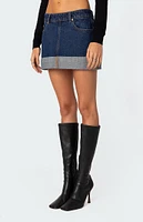 Edikted Off Duty Folded Denim Mini Skirt