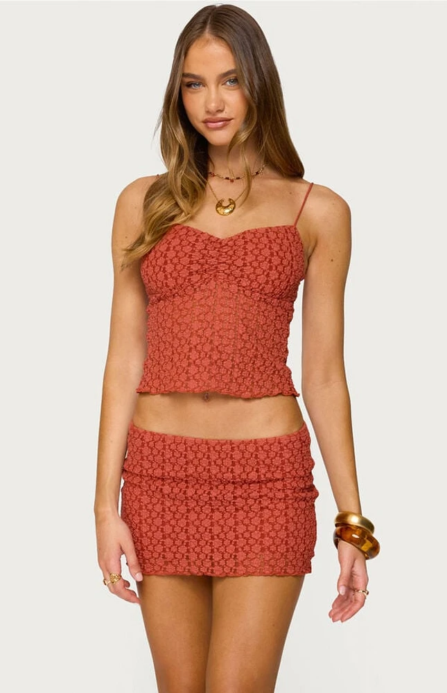 Edikted Josephina Textured Floral Tank Top