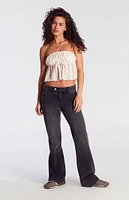 PacSun Jade Button Tab Low Rise Bootcut Jeans Black