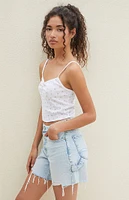 PacSun Light Indigo Ripped High Waisted Relaxed Jorts