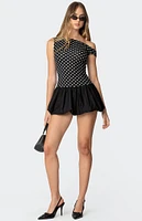 Edikted Polka Dot Asymmetric Bubble Skirt Mini Dress