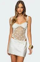 Edikted Shelley Asymmetric Crochet Top