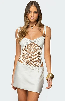 Edikted Shelley Asymmetric Crochet Top