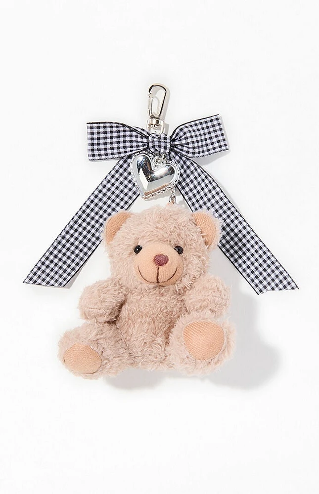 LA Hearts Gingham Bow Heart Bear Bag Charm Keychain