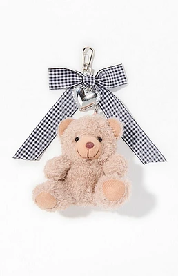 LA Hearts Gingham Bow Heart Bear Bag Charm Keychain