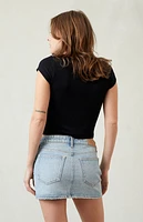 Pacsun Stretch Light Indigo Mid Rise Denim Mini Skirt