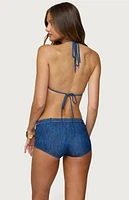 Edikted Agnes Denim Printed Triangle Bikini Top