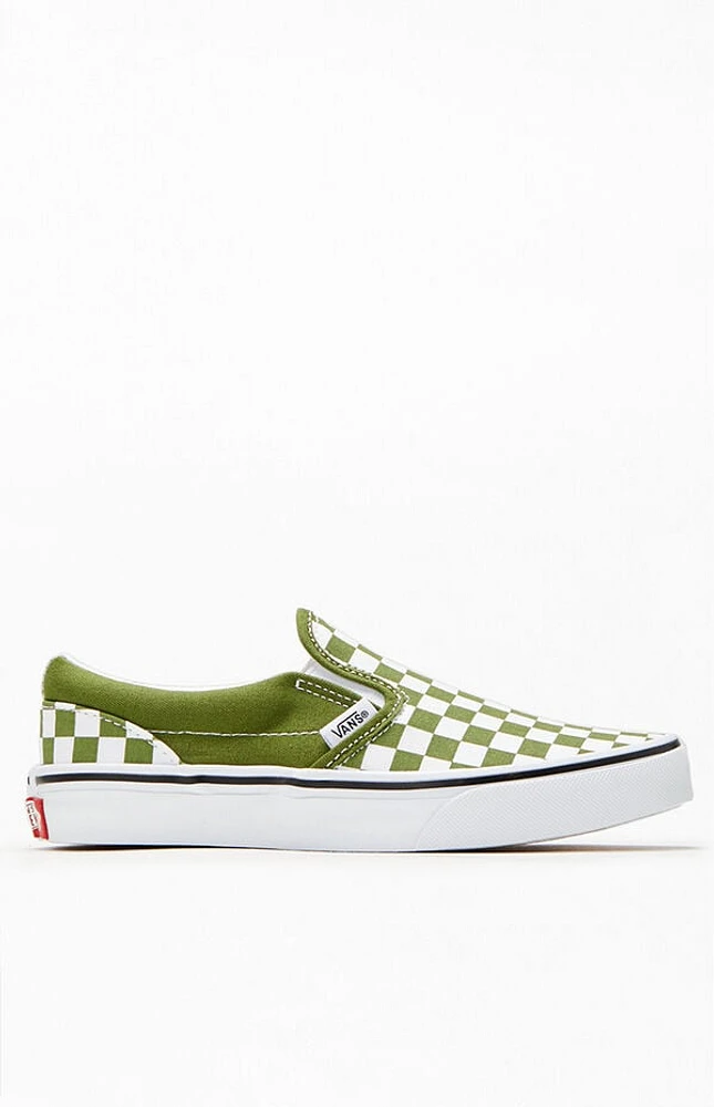 Vans Kids Green & White Checker Classic Slip-On Shoes