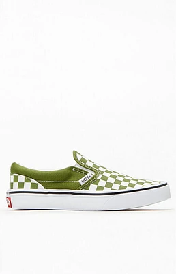 Vans Kids Green & White Checker Classic Slip-On Shoes