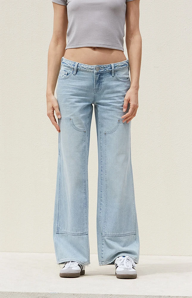 PacSun Light Indigo Low Rise Wide Leg Carpenter Jeans