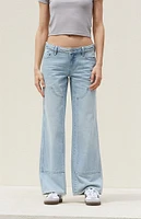 PacSun Light Indigo Low Rise Wide Leg Carpenter Jeans