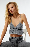 LA Hearts Gingham Babydoll Tie Top