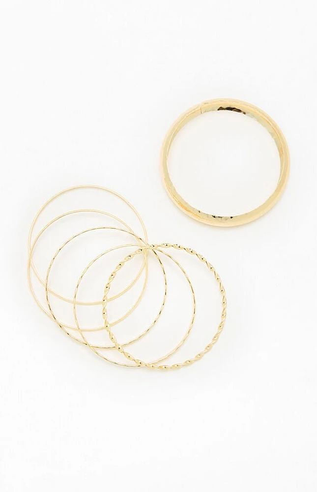 LA Hearts Etched Bangle Set