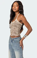 Edikted Zebra Printed Halter Top