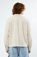 Pacsun Cream Woven Cropped Flannel Shirt