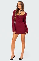 Edikted Krista Lacey Knit Mini Dress