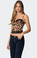 Edikted Lacey Satin Effect Leopard Print Corset