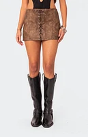 Edikted Ainsley Lace Up Faux Leather Mini Skirt