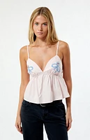 LA Hearts Embroidered V-Neck Babydoll Top