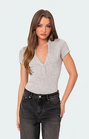 Edikted So Chill Button Up Bodysuit