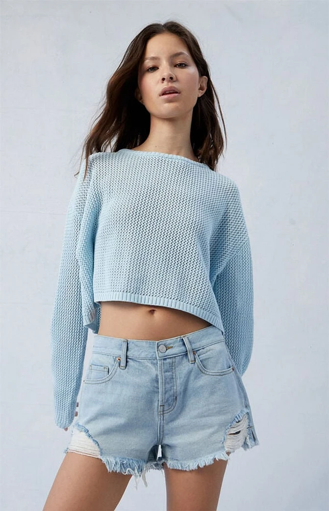 Pacsun Eco Light Indigo Ripped '70s Cutoff Denim Shorts