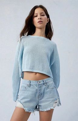 Pacsun Eco Light Indigo Ripped '70s Cutoff Denim Shorts
