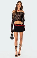 Edikted Laura Off Shoulder Sheer Lace Top