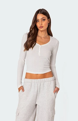 Edikted Noah Pointelle Long Sleeve Top