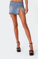 Edikted Katrina Slitted Denim Mini Skirt