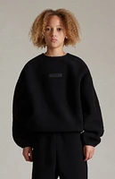 Kids Fear of God Essentials Jet Black Polar Fleece Crew Neck Sweatshirt