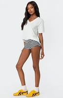 Edikted Stripey Ribbed Micro Shorts