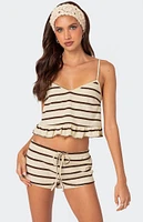 Edikted Kathy Striped Ruffle Hem Tank Top