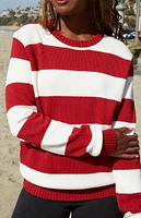 John Galt Red & White Striped Martha Sweater