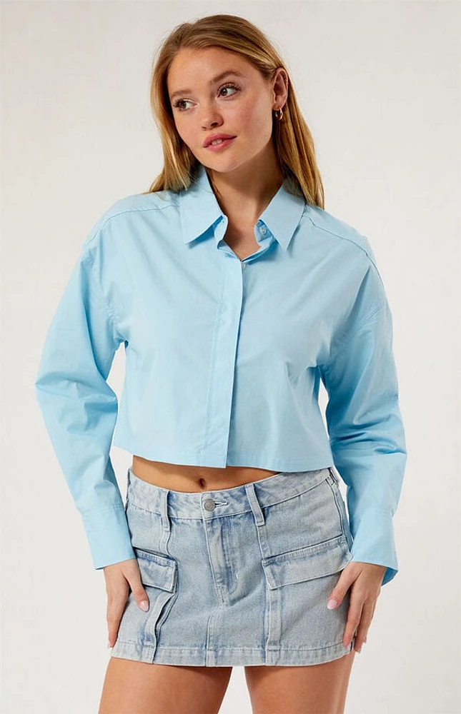 LA Hearts Cropped Button Up Shirt