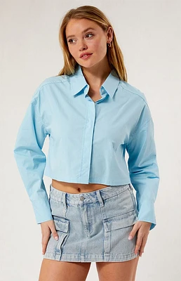 LA Hearts Cropped Button Up Shirt
