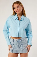 LA Hearts Cropped Button Up Shirt