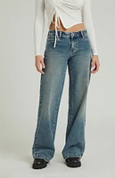 PacSun Casey Medium Indigo Low Rise Baggy Jeans