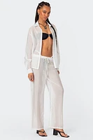 Edikted Breezy Oversized Sheer Button Shirt