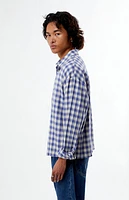 Pacsun Blue Plaid Long Sleeve Button Down Shirt