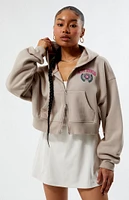 PacSun LA Crest Cropped Double Zip Hoodie