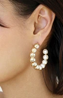 Ettika Pearl Inlay and Gold Hoop Earrings