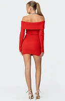 Edikted Evi Fold Over Knit Mini Dress